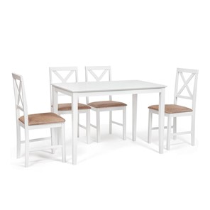 Обеденный комплект Хадсон (стол + 4 стула) id 13693 pure white (белый 2-1) арт.13693 в Пскове